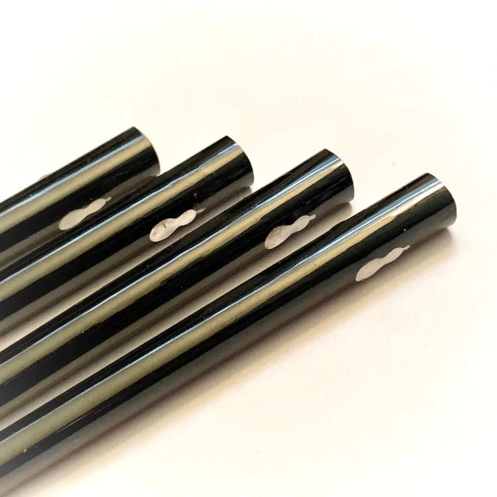 VTG 4 Black Lacquer Iridescent Foil Pear Inlay Chopsticks